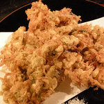 粥茶屋 写楽 - 揚げ方も素晴らしいタイミングのアサリの天ぷら（1/27）