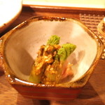 秋田 てんぷら みかわ - タラの芽と鯛の胡麻みそ和え