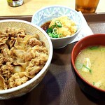 すき家 - おろしﾎﾟﾝ酢牛丼（並盛）とみそ汁