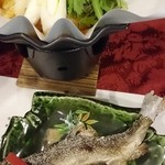 八ヶ岳グレイスホテル - 岩魚の塩焼きと、富士桜ポークの大根みぞれ鍋