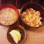 キッチン ウィル - じゃこ飯、赤出汁、香物　最後まで抜かりはありません！　ごちそうさまでした！　