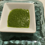 リストランテ サクラ - バジルソース。スガハラガラスが美しい