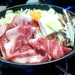 夢庵 - 国産牛の贅沢すき焼き鍋（2016.2）