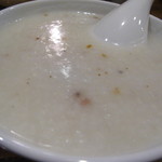 清粥小菜　明 - サツマイモ粥 ～山海月の醤油漬けを載せ自家製ラー油をかけて～