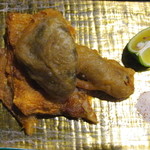 清粥小菜　明 - 湯葉と海老のミンチと松茸の揚げ物〜12種の塩と酢橘で〜