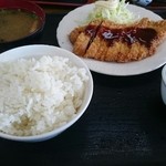 つるぎ - 私のマイ定食(ごはん中＋トンカツ＋中華サラダ＋味噌汁)