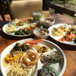 ラピュタファーム - 2016年3月 
      定番プラスシーズンもの 苺のお寿司や菜花の赤味噌和え、キャベツのオーブン焼きなど