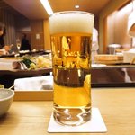 鮨 一新 - 【'16/03/01撮影】サッポロ黒ラベル 中ジョッキ 380円