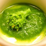 鮨 一新 - 【'16/03/01撮影】一新すし会席 3240円 の菜の花流し茶碗蒸し