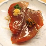 鮨 一新 - 【'16/03/01撮影】一新すし会席 3240円 の漬け鰹