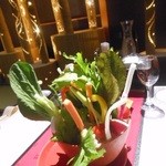 金蘭荘 花山 - ～彩野菜のバーニャカウダ～　特製自家製ソースにて　2014.10