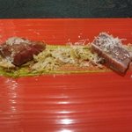 SALONE 2007 - 牛イチボとマグロ、グリーンピースのソース（2016.2）