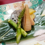 ゆめゆめ - 焼き野菜900円をハーフで（レンコン、アスパラ、たけのこ、鳴門金時）