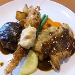 キッチン カトウ - 贅沢コース　メイン（ハンバーグ・グリルチキン・エビフライ）