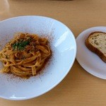 カフェ イ・ルンガ - タリアテッレ白インゲンマメのソース、パン