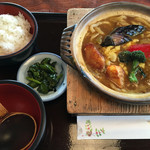 そば処 高尾亭 - 焼きカレーうどん 850円。