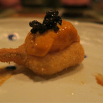 北新地　串かつ凡 - ステキです　雲丹にキャビアまで