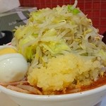 蒙古タンメン中本 - 濃厚巨豚北極1,030円_野菜特盛60円×2_ニンニク_メルマガスライス玉子