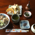 吾妻屋 - 肉そば+天ぷら+むきそば