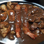 宅配カレー マトバ - 料理写真:マトバスペシャル（1,480円）牛ステーキ、大海老フライ、タンドリーチキン、マトバカレー