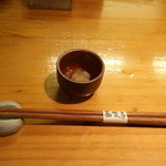 石臼挽き手打 蕎楽亭 - お通し「烏賊の和え物」