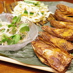 蓮香 - 【前菜】押し湯葉・佐土原きゅうり、細モヤシ,ミントの西双版納サラダ、春筍のスパイス揚げ
