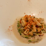 キュイジーヌ[s] ミッシェル・トロワグロ - ヒイカのポワレ　蟹とキュウリのクロカン