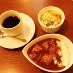 LOHAS cafe 今池 - LOHASモーニング（450円）のカレー小盛とホットコーヒー