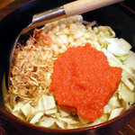 Okonomiyaki Ichiban - 明太子の「もんじゃ焼き」　味はベースがソースで付いています