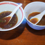 黄昏タンデム - スープ比較（黄昏醤油VS生姜醤油）