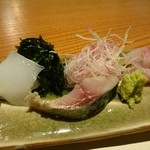 こふく - お造り。あおり烏賊、〆鯖、鯛。