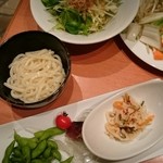 ビア・ワークス・ちとせ - 豚しゃぶ食べ放題✴オードブル(サラダ・枝豆・刺身・トマト・蓮根のきんぴら)