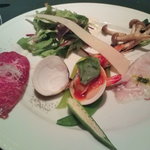 ｵｰﾄﾞﾌﾞﾙ（ｺﾁとﾀｺのｶﾙﾊﾟｯﾁｮ＋ｴﾋﾞとﾊﾏｸﾞﾘ＋牛肉のﾀﾀｷ）