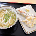 手打ちうどん ひさ枝 - かけそのままと、とり天とちくわ天