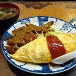 新みよ - ｻｰﾋﾞｽﾗﾝﾁ550円(オムライス・ポークカツ・味噌汁)