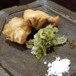 豪龍久保 - 虎河豚のから揚げ、蕗の薹の天ぷら