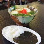 よしもと食堂 - とうふアーサそばとミニカレー