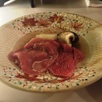 おにく 花柳 - 牛しゃぶ　シャトーブリアン・とも三角・大黒本しめじ・下仁田葱