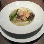 ル ボークープ - スッポンのヴルーテ　蛤とフォアグラ　蕪の淡雪　百合根と共に　2016-3