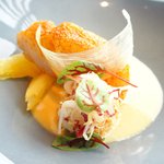 アジュール フォーティーファイブ - ランチコース 7825円 のタラのポワレ タラの白子のフリットを添えて