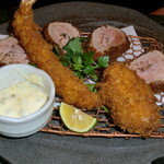 とんかつ マンジェ - 特上へレチョイス定食～♪天然エビフライとカニクリームコロッケをチョイス！