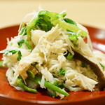 うを徳 - 2016.3 釧路毛蟹 岐阜アワビ茸 山形セリ 土佐酢和え