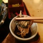 坂の上のそば屋 司 - 蕎麦アップ・海苔をのせて
