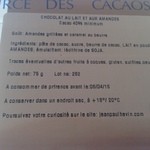 JEAN-PAUL HÉVIN PARIS - 2016年1月：Chocolat au lait et aux amandes