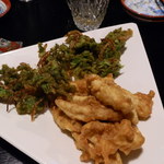 琉球の風 波照間 - 島人参とモズクの天ぷら