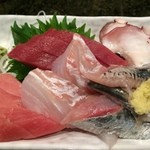 魚盛 - 201603 魚盛  ★本日のランチ(刺身）850円★刺身(まぐろ2種・ひらめ・いわし・たこ）
      