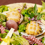 蒸musunん - 小アワビと淡路蛸春野菜の蒸し