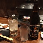 有機野菜×チーズフォンデュ KOBU - 飲み放題のビールはサッポロ黒ラベルの瓶でした。