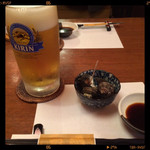okayamaryourikandasetouchi - 生ビール&お通し