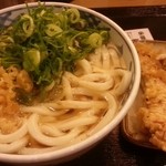 瀬戸うどん - かけうどん大＋鶏天、まいたけ天　2016.3